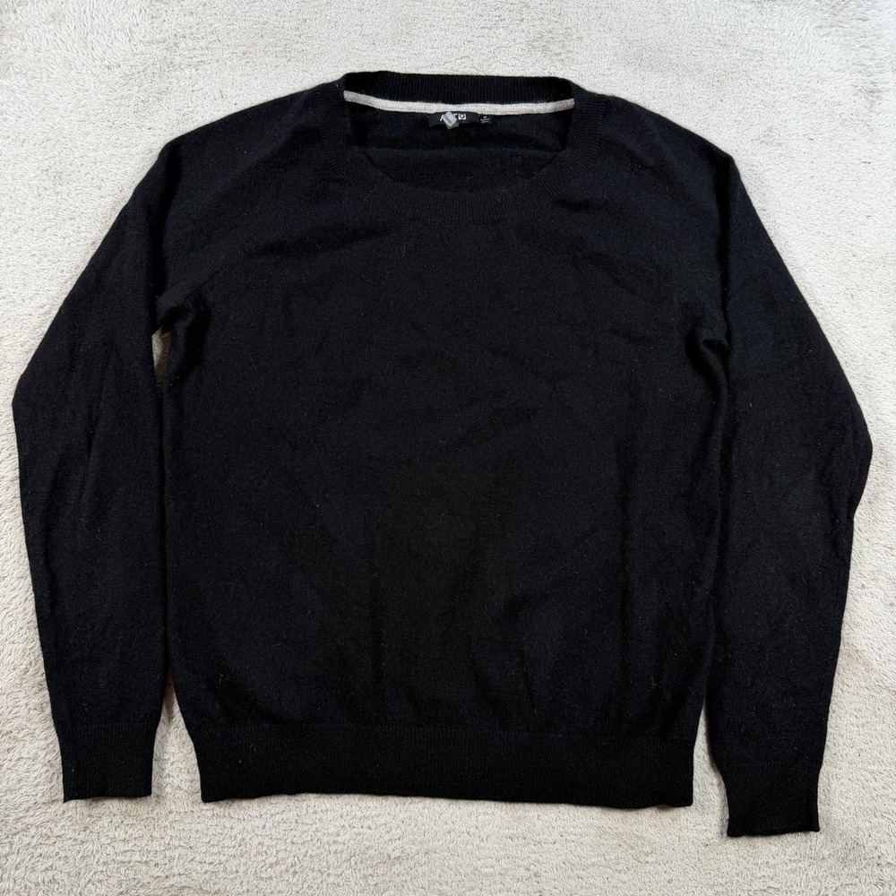 Apt 9 Sweater Womens Medium Black 100% Cashmere Crewneck Pullover Lightweight